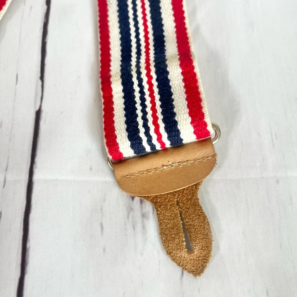 Vintage Levi’s Red White Blue Striped Suspenders Button End Leather Y-Back OS